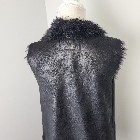 Mo Ka By Santa Fe Apparel Faux Suede And Leather Drape Vest Pockets Size Small - Picture 5 of 9